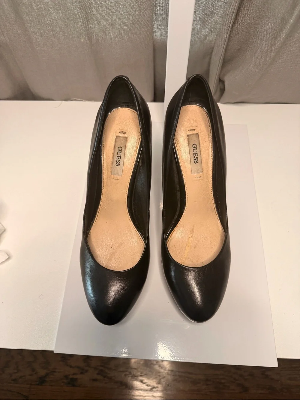 Guess Black Leather Platform Pumps